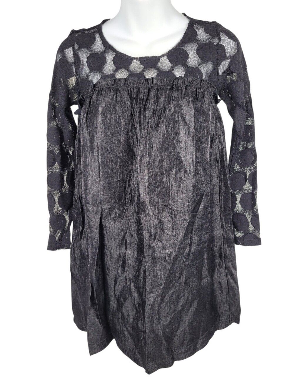 2/$20 Y2K Black Polka Dots Sheer Top Blouse Size: XS